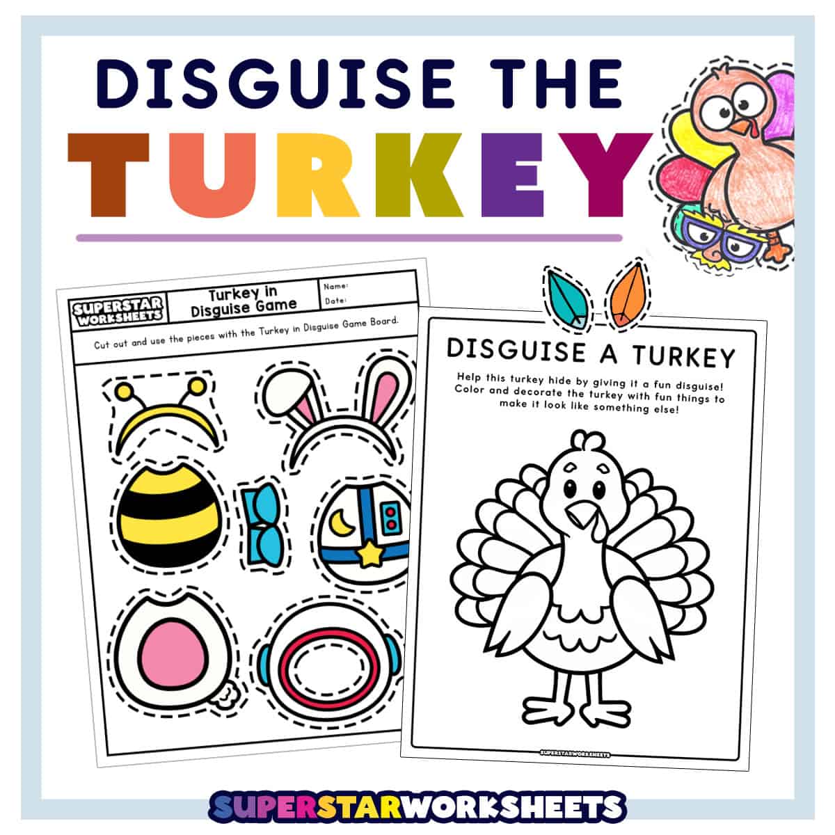 turkey disguise project - superstar worksheets